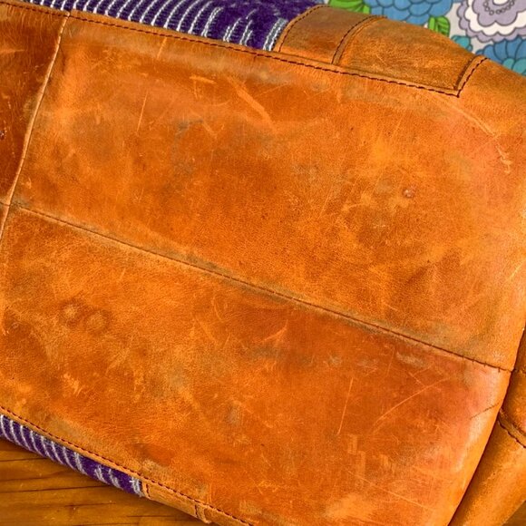 Guatemalan Leather/Textile Zip Top Overnight Duffle Bag - Picture 8 of 16